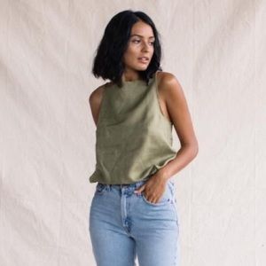 St Agni Linen square neck halter top